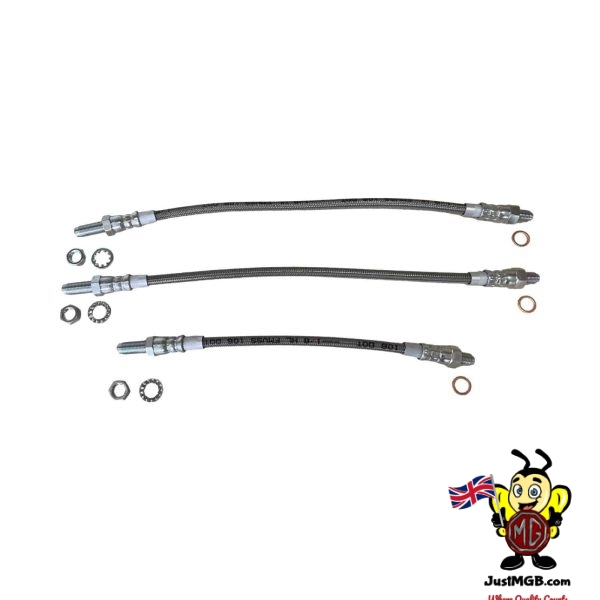 GBH172SSCK - Car Kit Stainless Flexi Hoses & Fittings (All MGB/GT/V8 Rubber Bumper Cars 1975-81)
